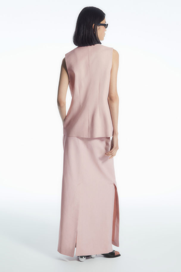 COS Tailored Linen-blend Maxi Skirt Dusty Pink