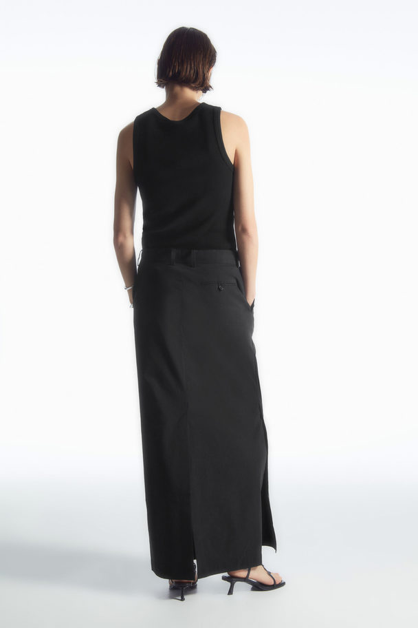 COS Tailored Linen-blend Maxi Skirt Black