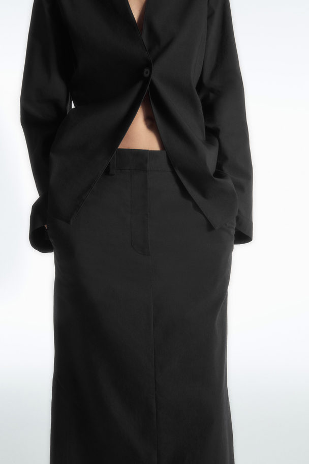 COS Tailored Linen-blend Maxi Skirt Black