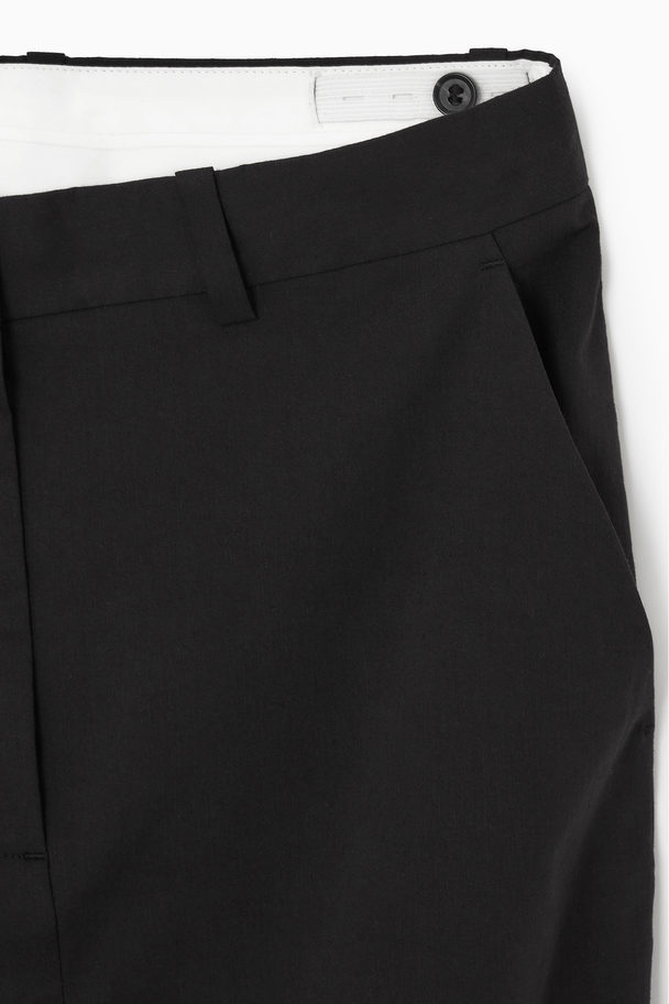 COS Tailored Linen-blend Maxi Skirt Black