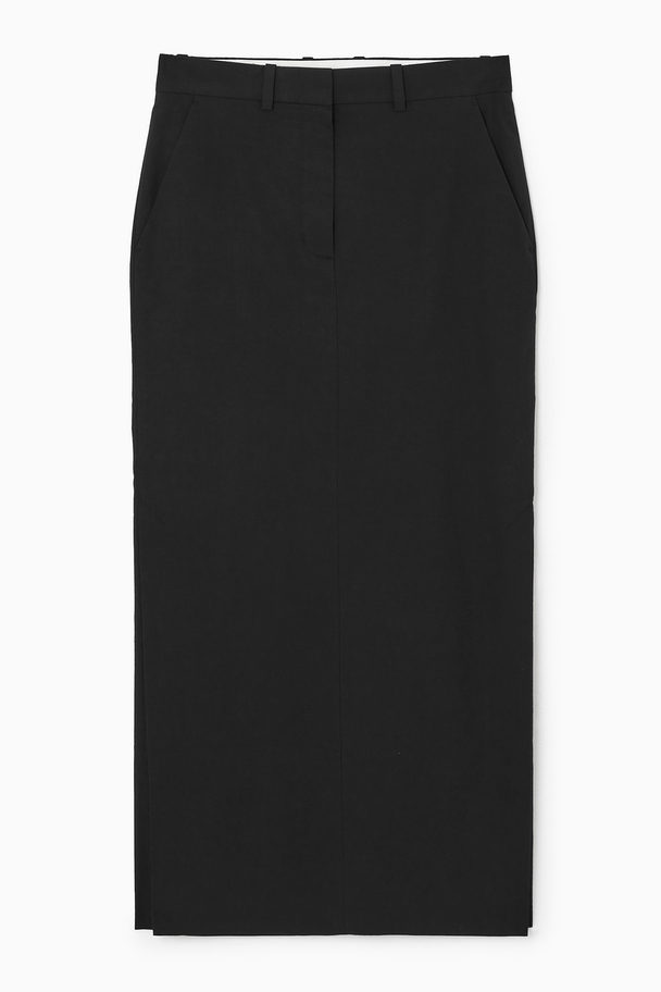 COS Tailored Linen-blend Maxi Skirt Black