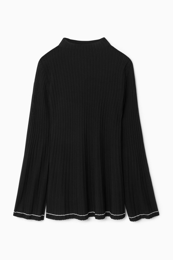 COS Pleated Knitted Tunic Top Black