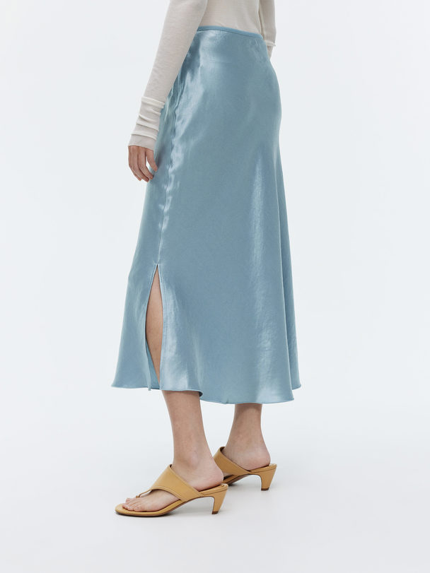 ARKET Bias-cut Satin Skirt Light Blue
