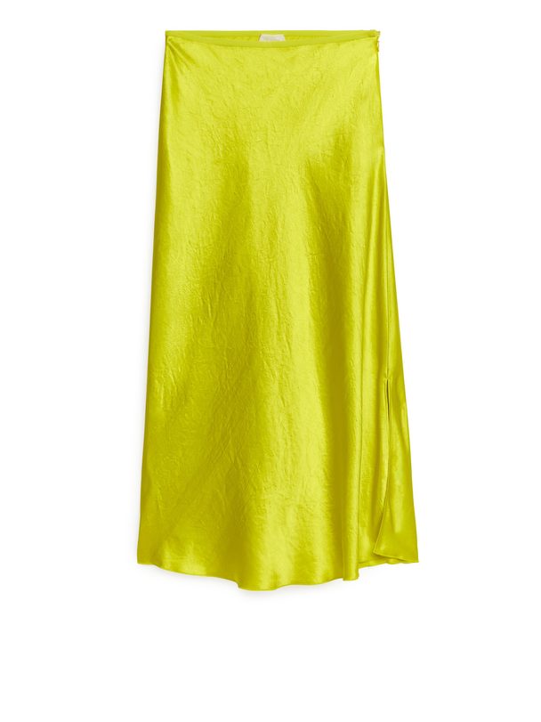 ARKET Bias-cut Satin Skirt Neon Yellow