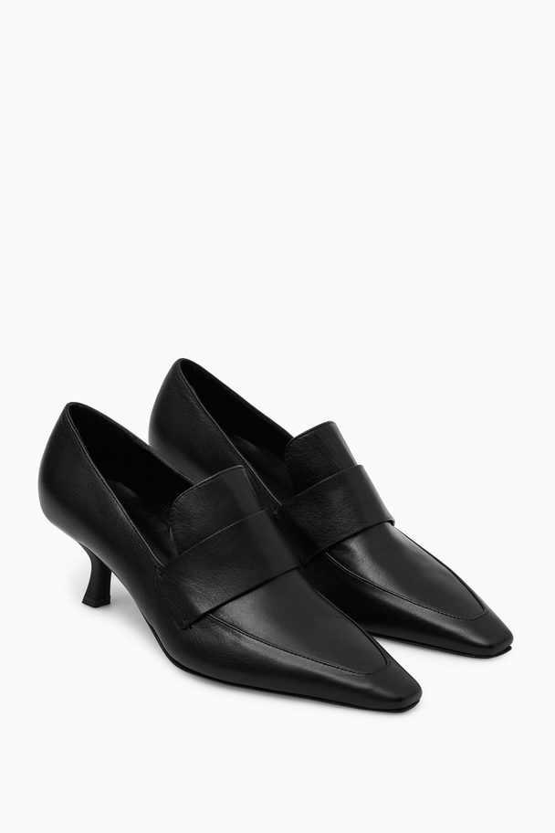 COS Leather Heeled Loafers Black