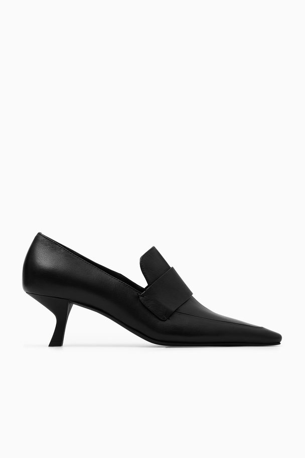 COS Leather Heeled Loafers Black
