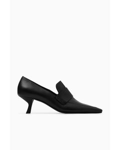 Leather Heeled Loafers Black