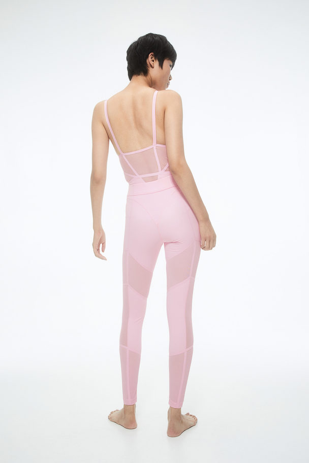 H&M Mesh-detail Leggings Bubblegum Pink