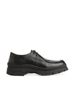 Leather Moc Toe Shoes Black