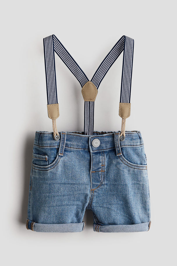 H&M Shorts mit Hosenträgern Denimblau
