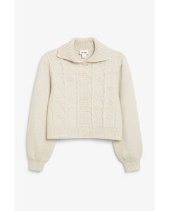 Ribbed Knit Cardigan Off-white