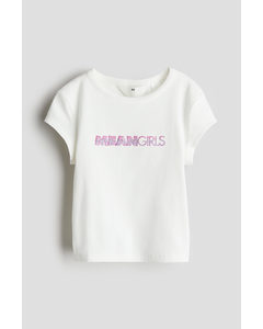 Geripptes T-Shirt Weiß/Mean Girls