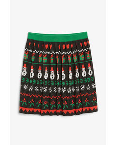 Knitted Holiday Skirt Festive Holiday Print