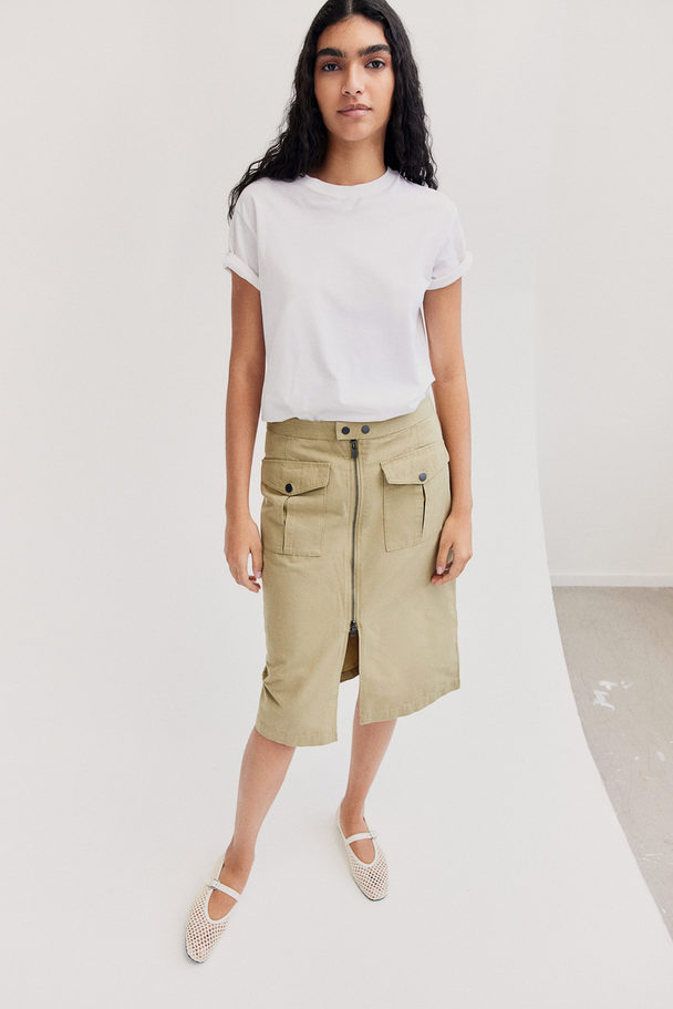 H&M Cotton Utility Skirt Beige