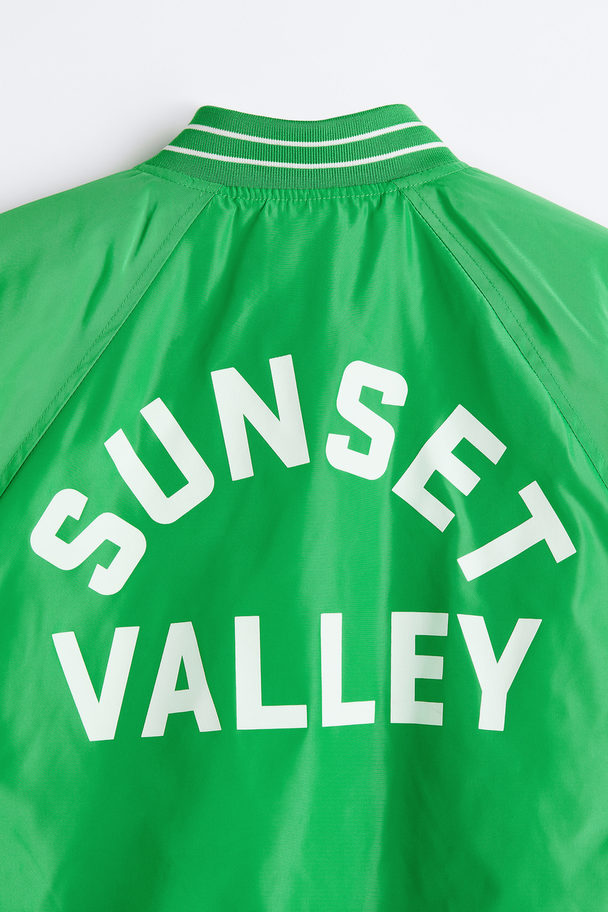 H&M H&m+ Embroidered Baseball Jacket Green/sunset Valley