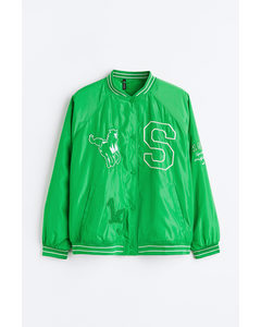 H&m+ Embroidered Baseball Jacket Green/sunset Valley