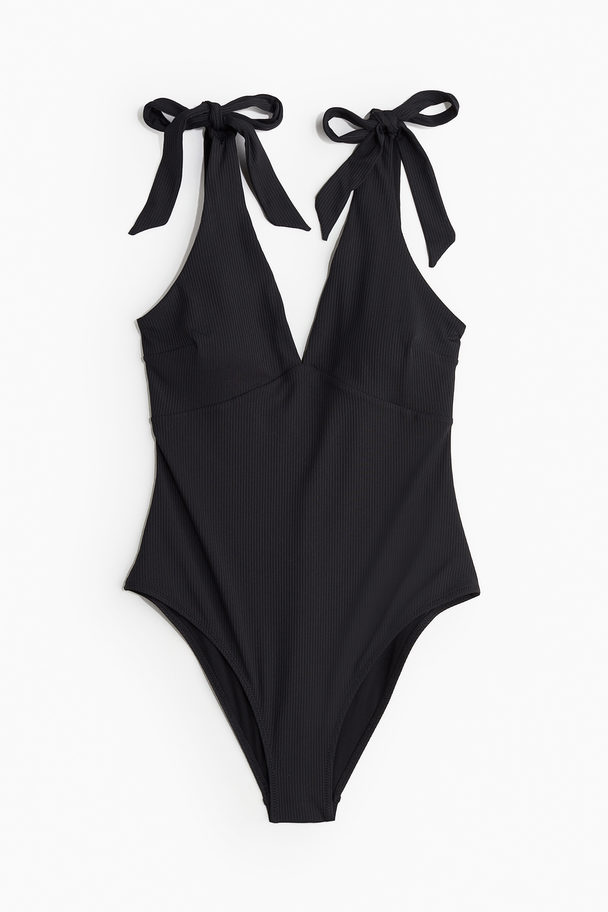 H&M High Leg Badedrakt Sort