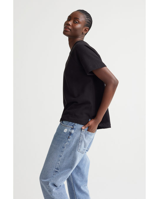 H&M Short-sleeved Sweatshirt Black
