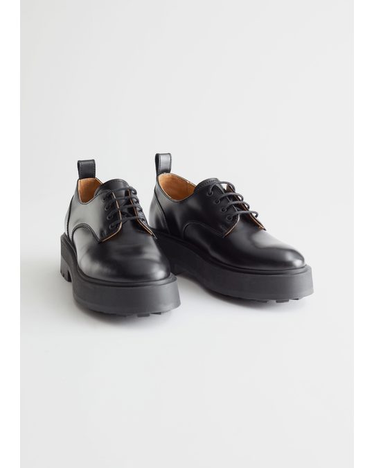 & Other Stories Chunky Leather Oxfords Black