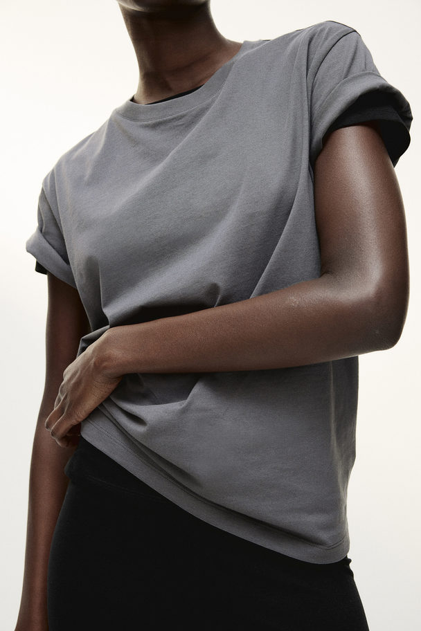 H&M Cotton T-shirt Dark Grey