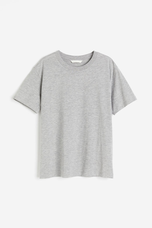 H&M T-Shirt aus Baumwolle Hellgraumeliert