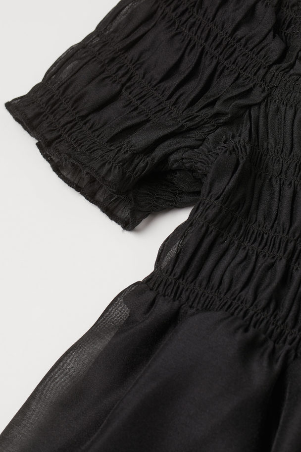 H&M Smocked A-line Dress Black
