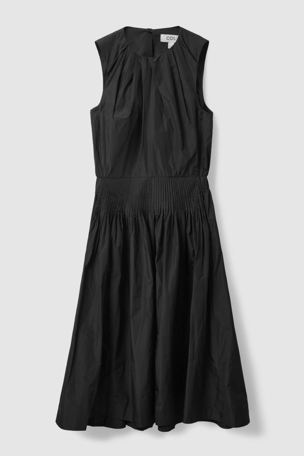 COS Gathered-waist Midi Dress Black