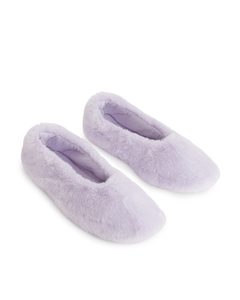 Faux Fur Slippers Lilac