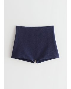 Textured Bikini Shorts Navy