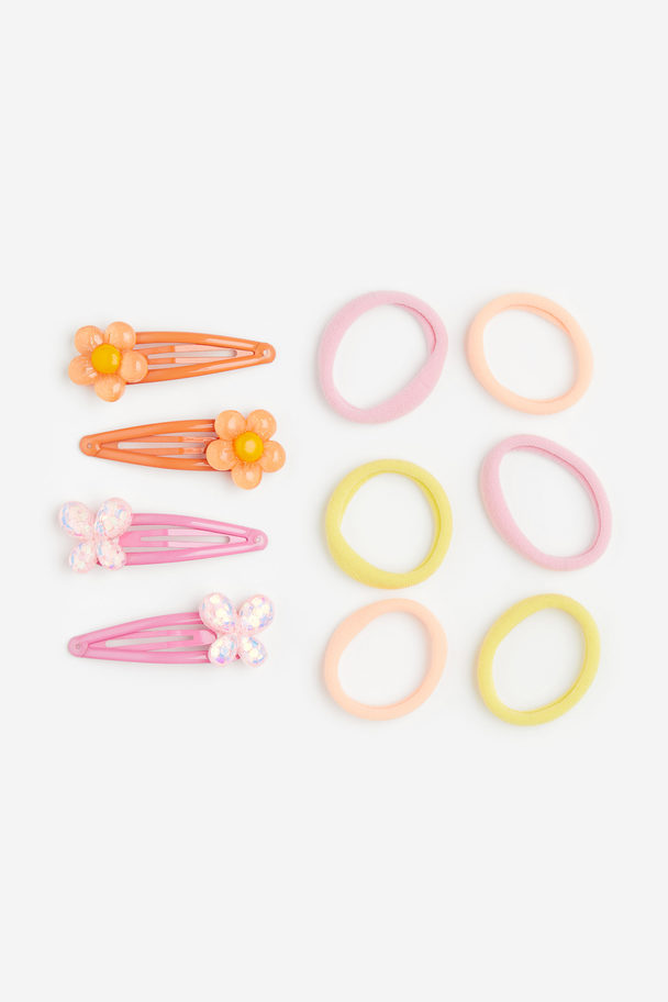 H&M Hair Elastics And Clips Light Pink/flowers