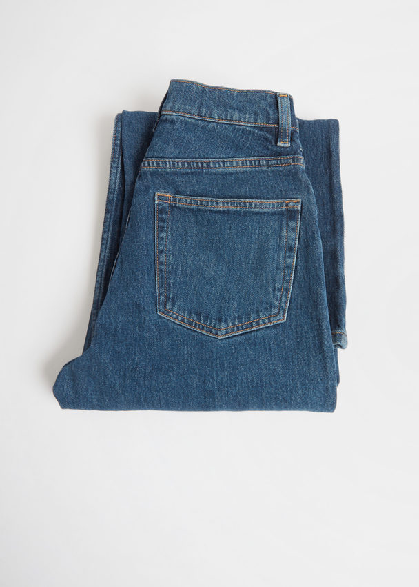 & Other Stories Jeans Met Cropped Wijde Pijpen Medium Stoffig Blauw