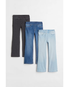 3er-Pack Flare Fit Jeans Hellblau/Schwarz