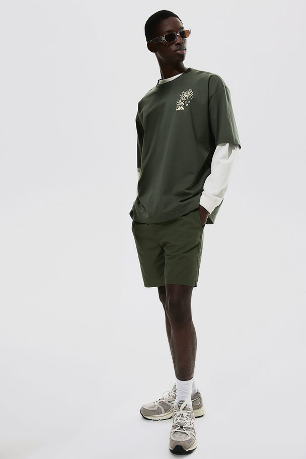 H&M Regular Fit Cotton Shorts Khaki Green