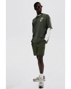Regular Fit Cotton Shorts Khaki Green