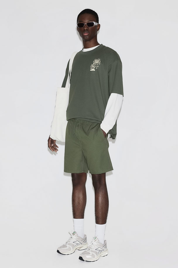 H&M Regular Fit Cotton Shorts Khaki Green