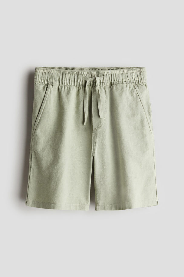 H&M Shorts I Hørblanding Lys Kakigrøn