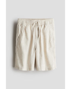 Linen-blend Shorts Ecru