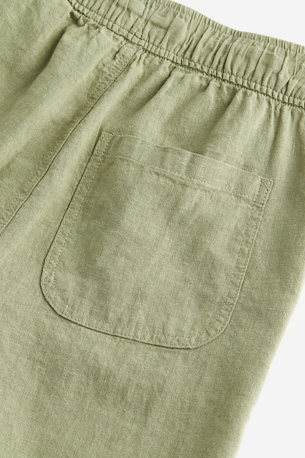 H&M Shorts aus Leinenmischung Khakigrün