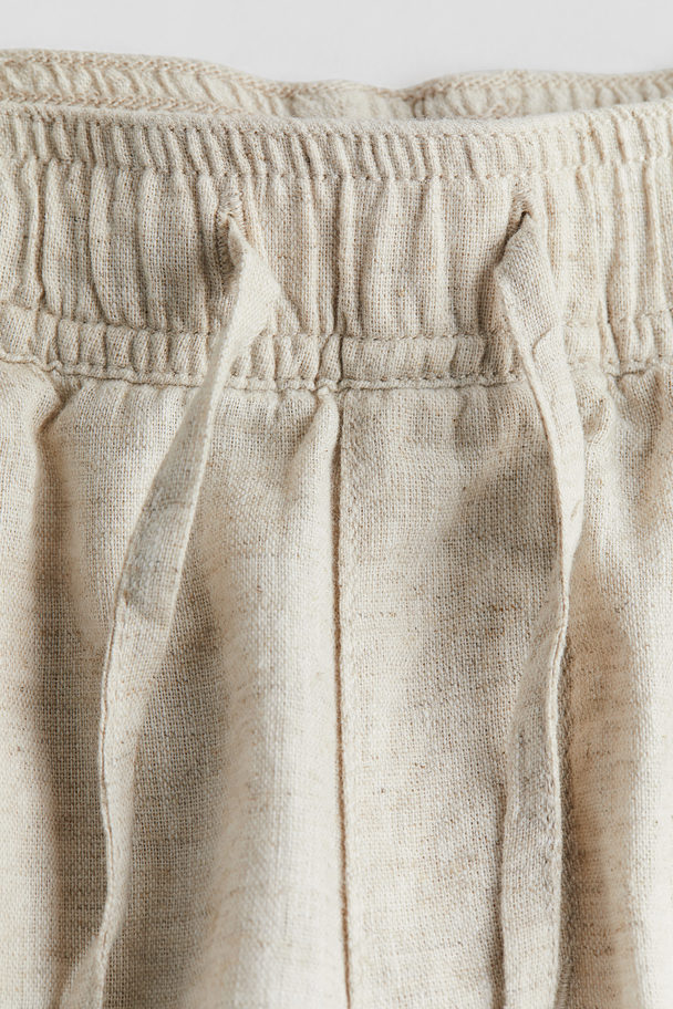 H&M Linen-blend Shorts Ecru