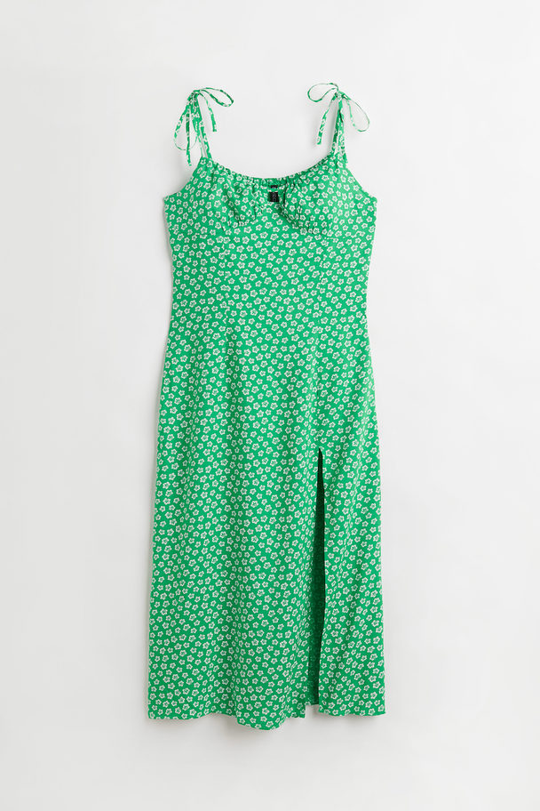H&M Slip Dress Green/tropical Flowers