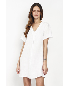 Short-sleeved Pleated Front Dress