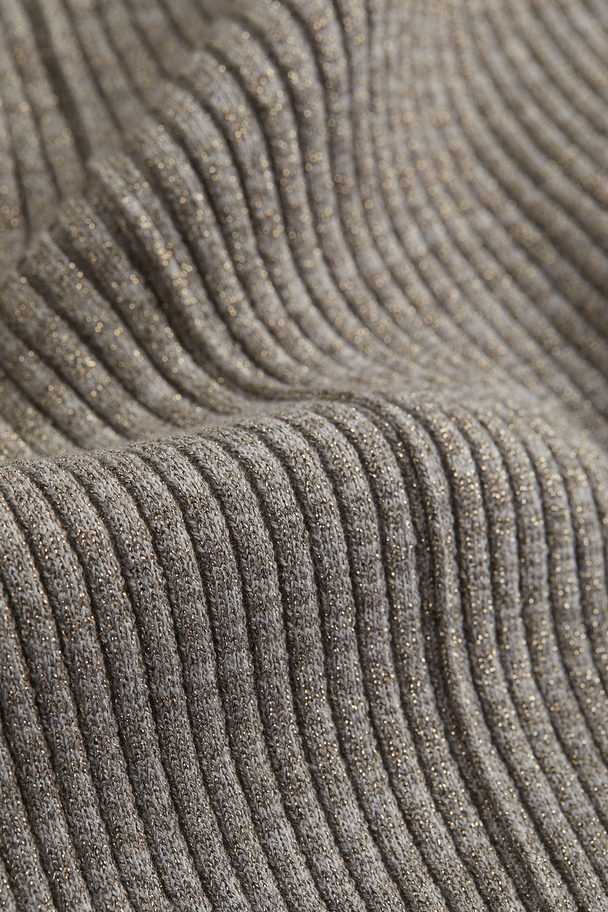 H&M Glittery Rib-knit Top Greige