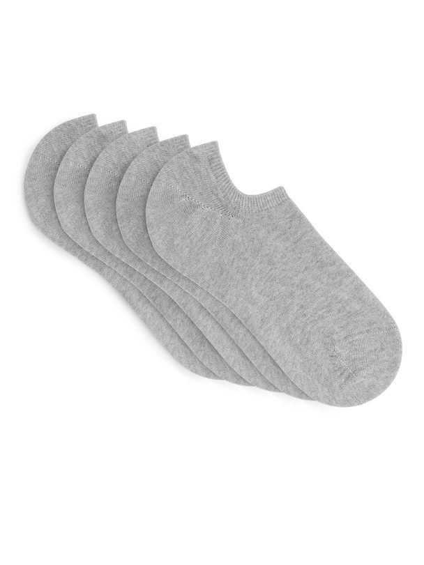 ARKET Sneaker Socks, 5 Pairs Grey Melange