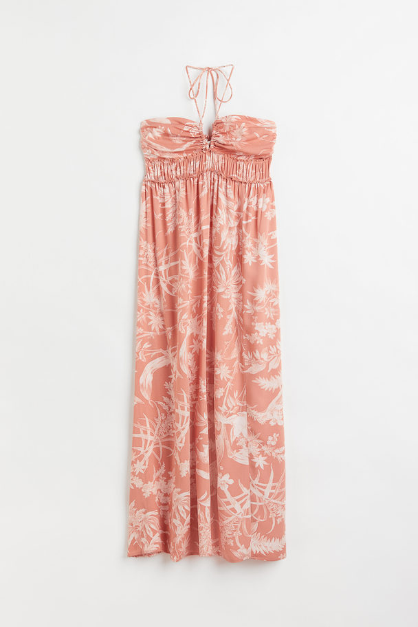 H&M Tie-detail Dress Apricot/floral