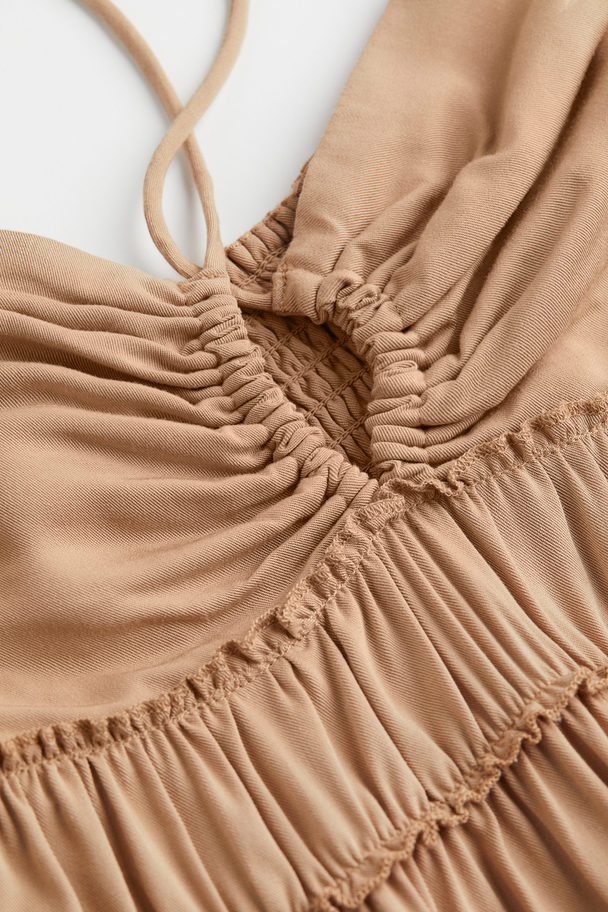 H&M Tie-detail Dress Beige