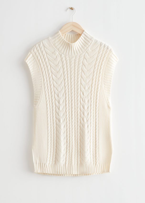 & Other Stories Oversized Cable Knit Vest White