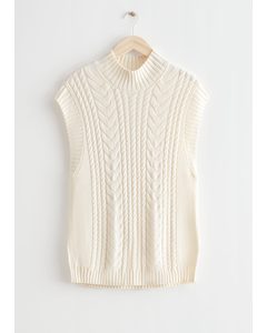 Oversized Cable Knit Vest White