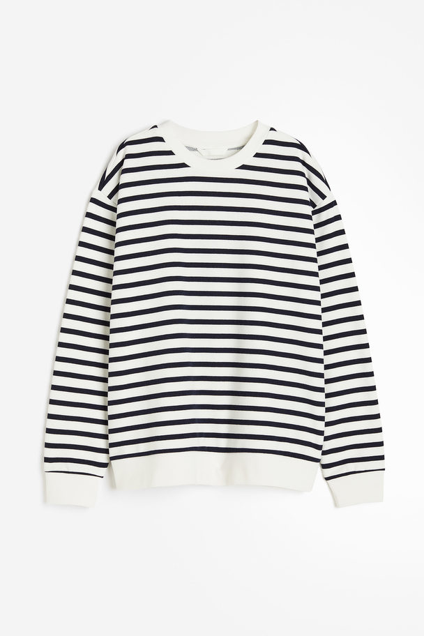 H&M Sweater Wit/blauw Gestreept