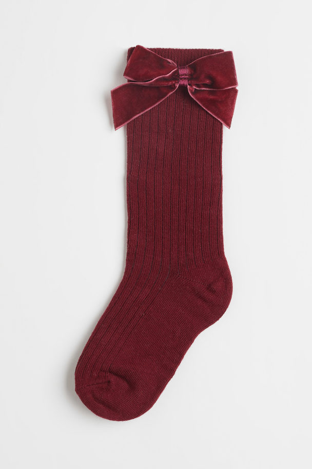 H&M Knee Socks Dark Red