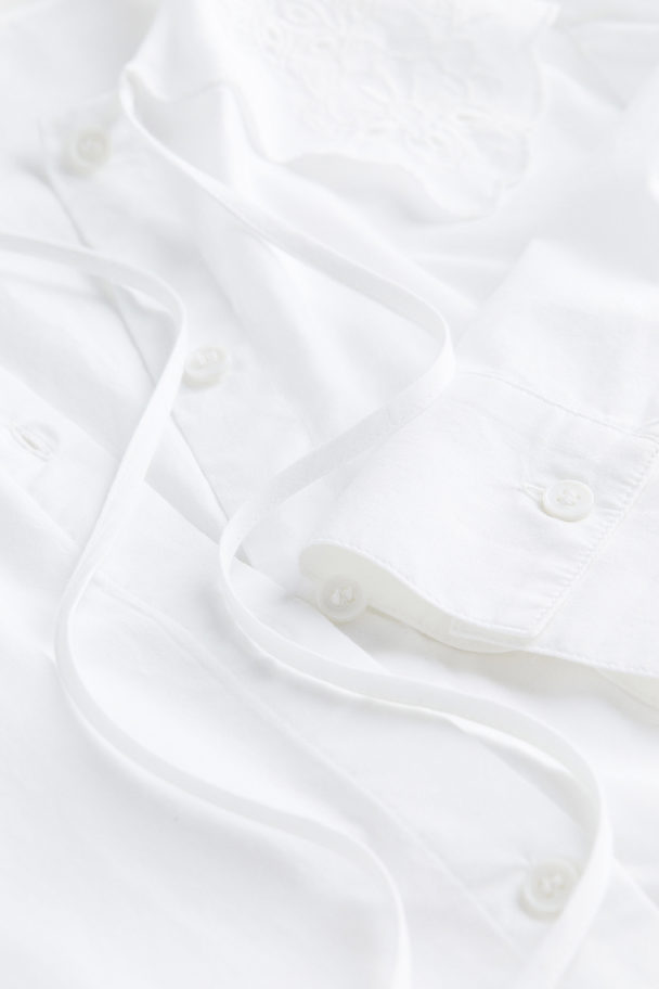 H&M Skjorte I Bomuld Med Peter Pan-krave Hvid